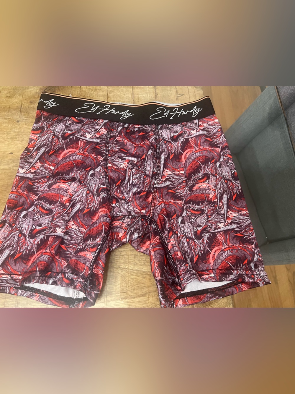 Ed Hardy Red and Black Dragon-Print boxer briefs underwear